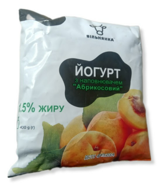 Йогурт питний ВІЛЬНЯНКА Абрикосовий, 1,5%, 400 г